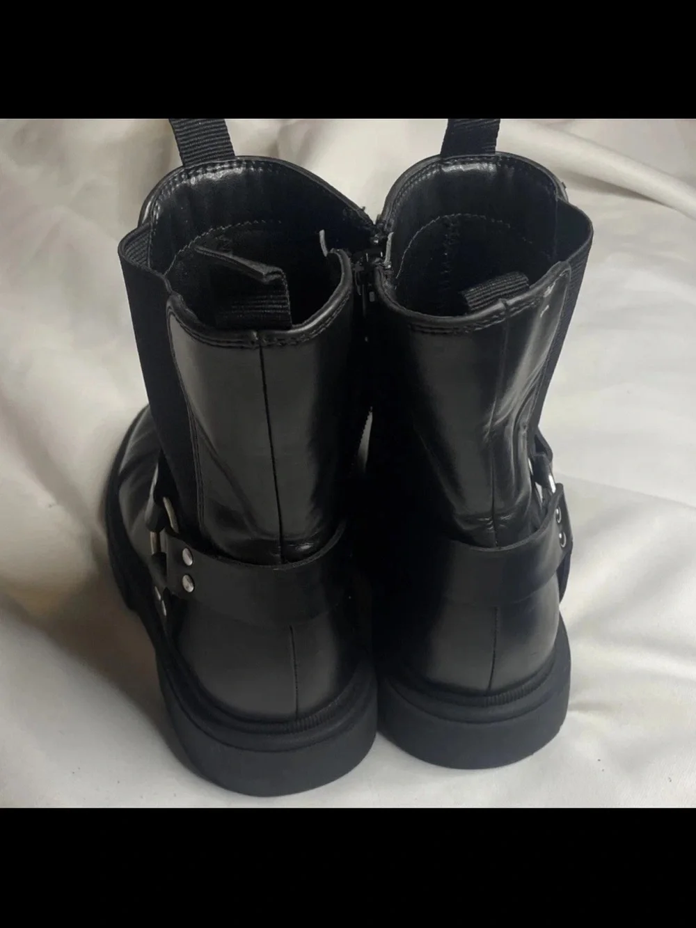 SIZE 1Y- Girls-BLACK ZIP UP BOOTS ART CLASS BUCKLE CROSBY BOOTS STRETCH
